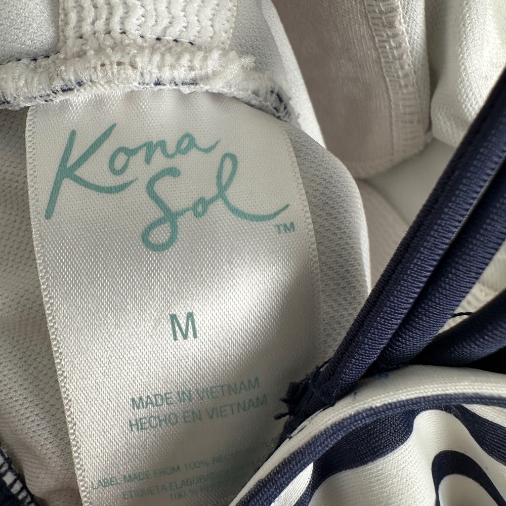 Kona Sol Navy and White Striped Women’s One Piece - Picture 3 of 3